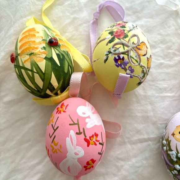 39 Assorted Hanging Easter Egg Ornaments Decorations Pastel Ribbon Spring - Picture 6 of 14